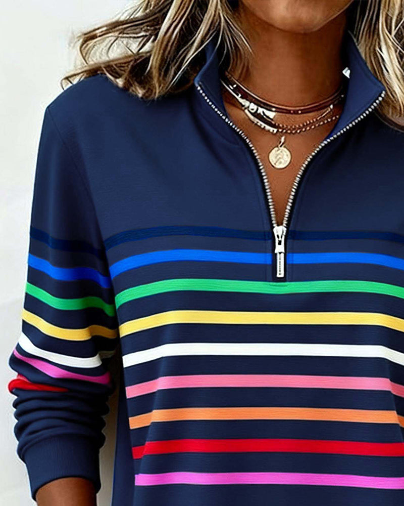 Hailey | Sweter z zamkiem i kolorowymi akcentami