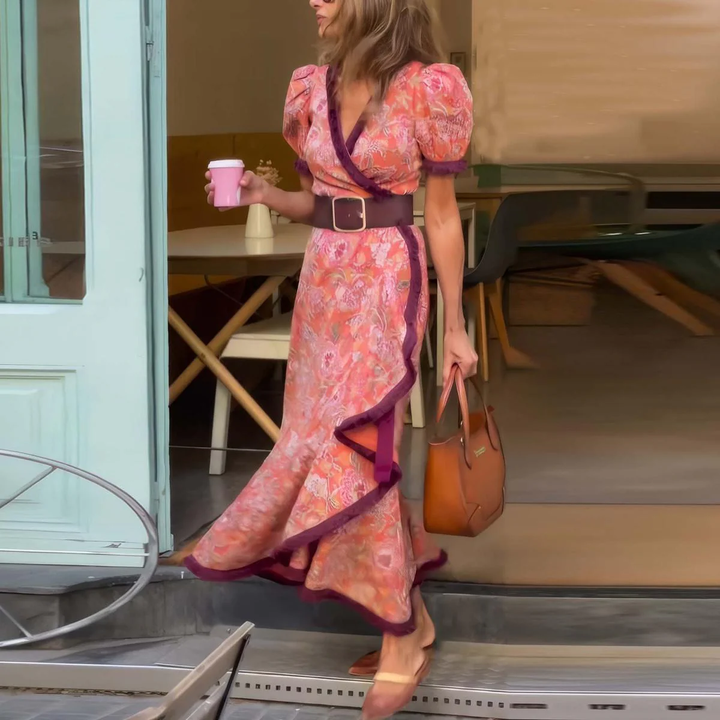 Sarah | Elegancka długa różowa sukienka