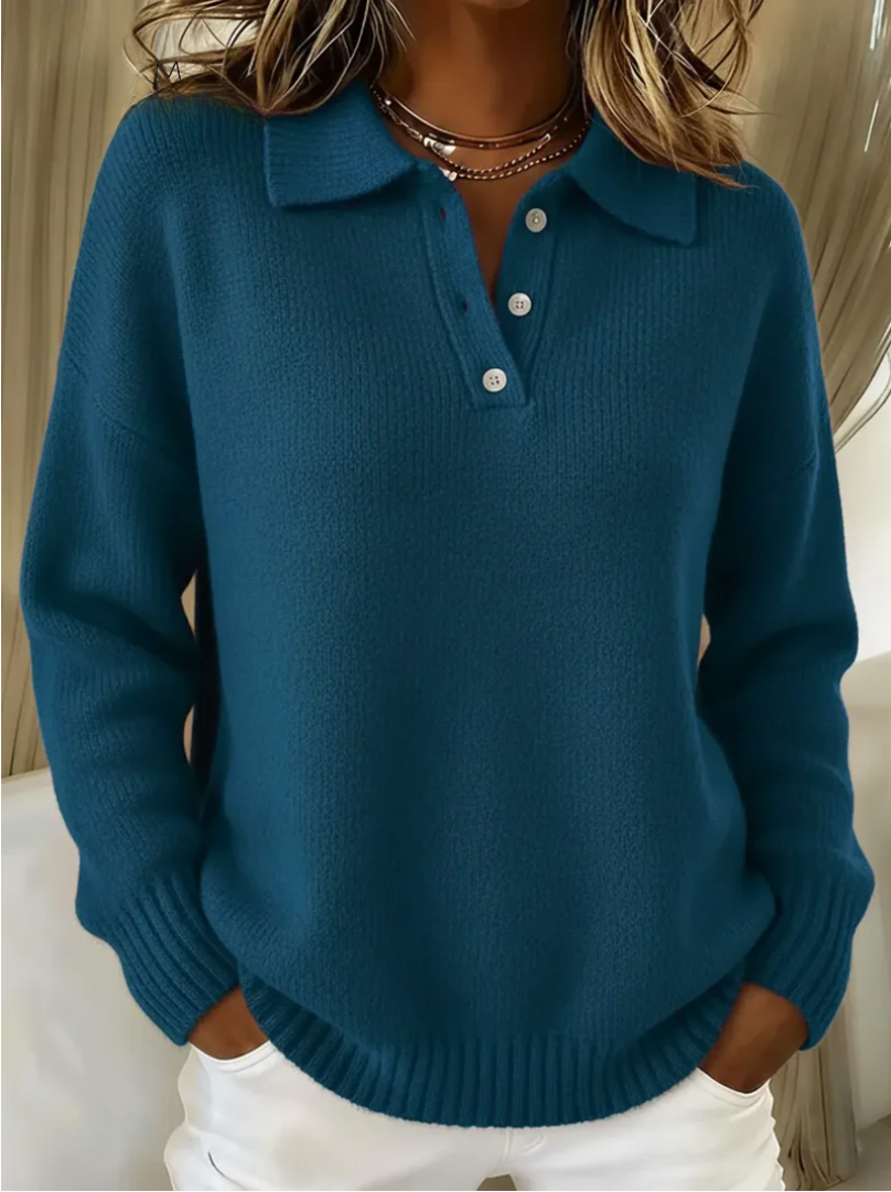 Paige | Sweter polo z miękkiej dzianiny