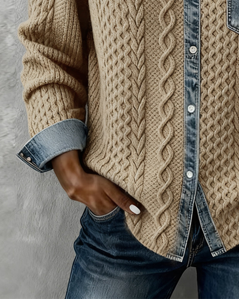 Ariana | Koszula dżinsowa z długim rękawem z naszywkami