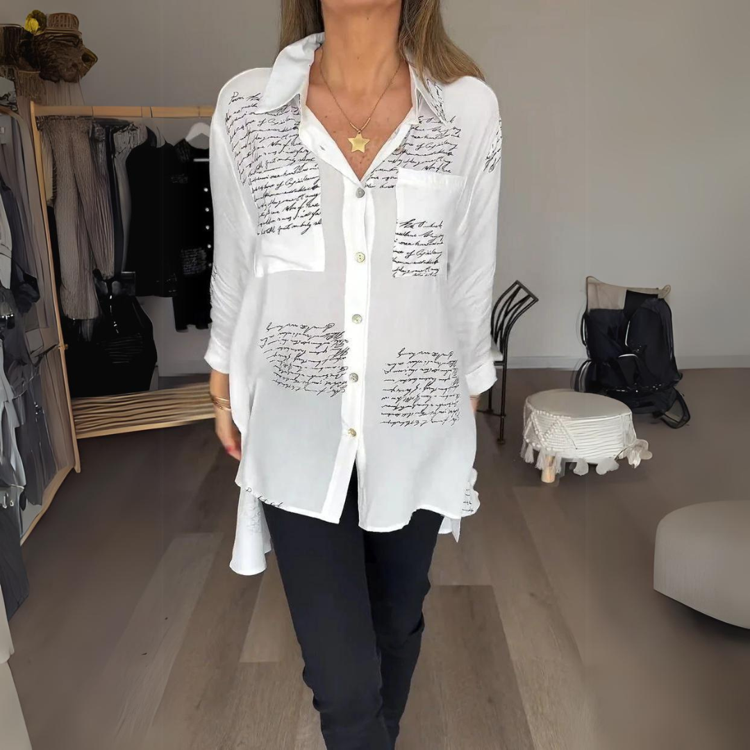 Carla™ | Ręcznie Pisana Koszula Zapinana na Guziki