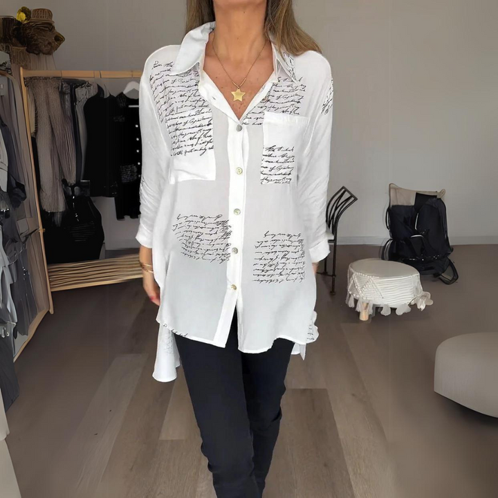 Carla™ | Ręcznie Pisana Koszula Zapinana na Guziki