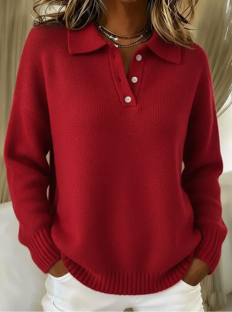Paige | Sweter polo z miękkiej dzianiny