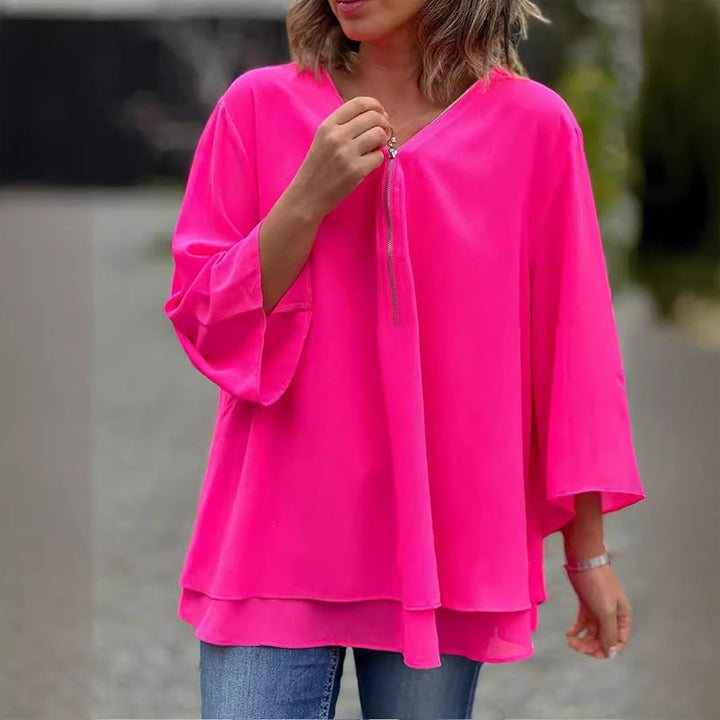 Lauren | Stylowy top z dekoltem w serek i rękawami dzwonowymi
