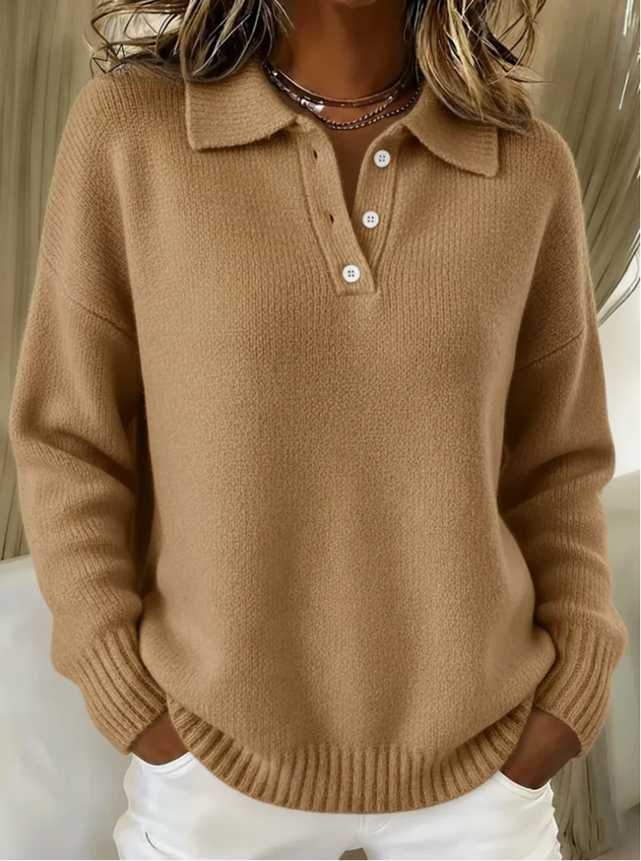 Paige | Sweter polo z miękkiej dzianiny