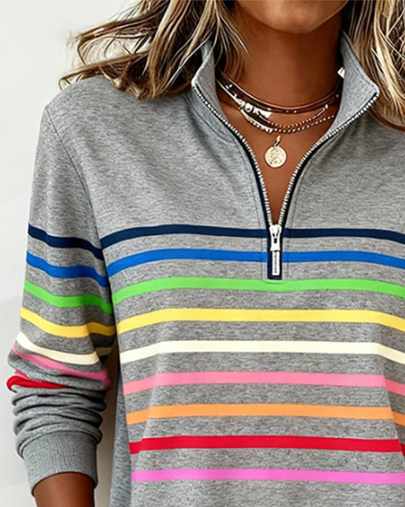 Hailey | Sweter z zamkiem i kolorowymi akcentami