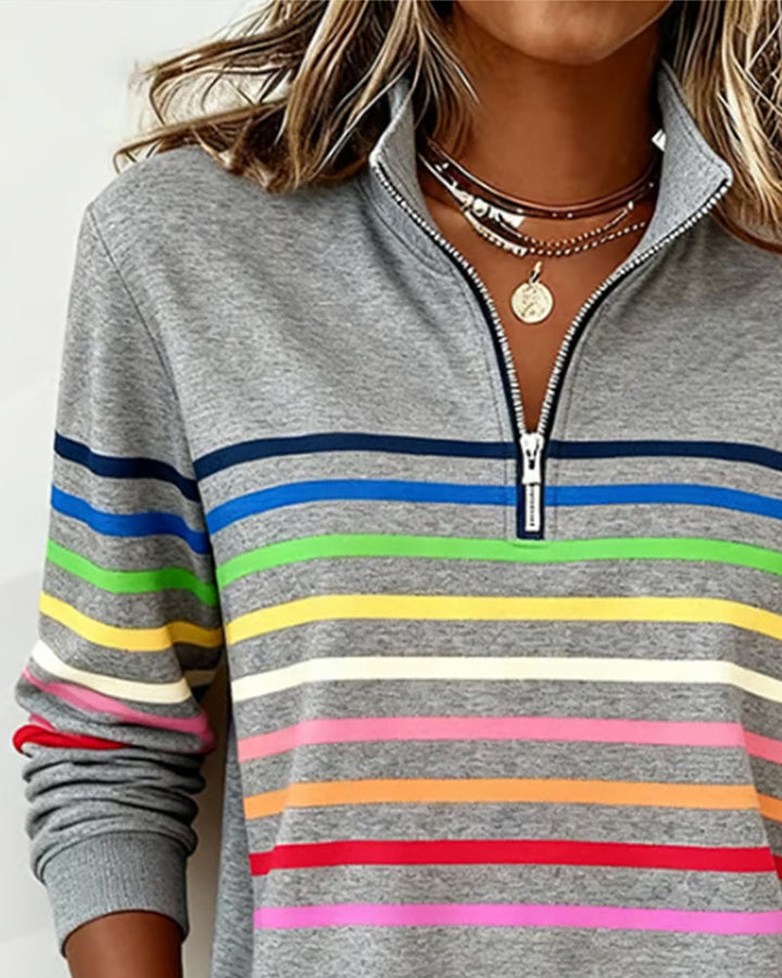 Hailey | Sweter z zamkiem i kolorowymi akcentami