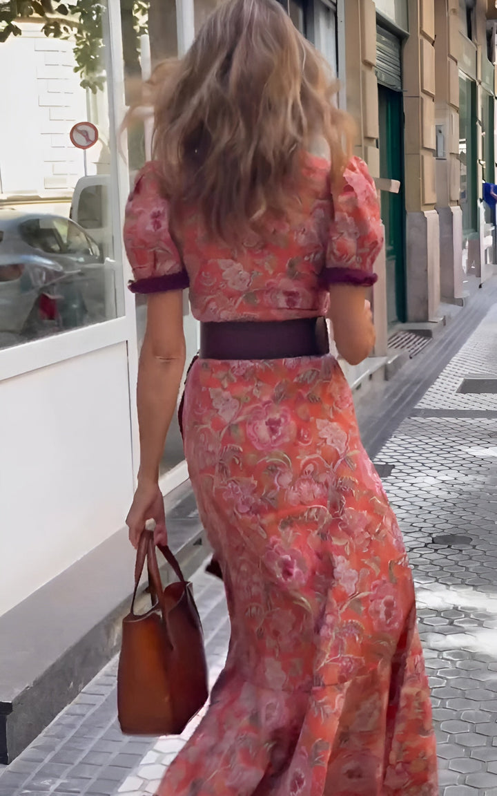 Sarah | Elegancka długa różowa sukienka