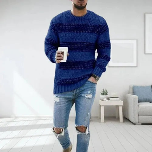 Darren | Sweter w Paski o Grubym Splocie