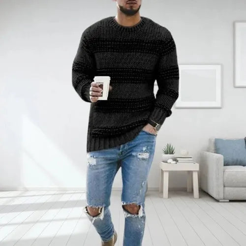 Darren | Sweter w Paski o Grubym Splocie