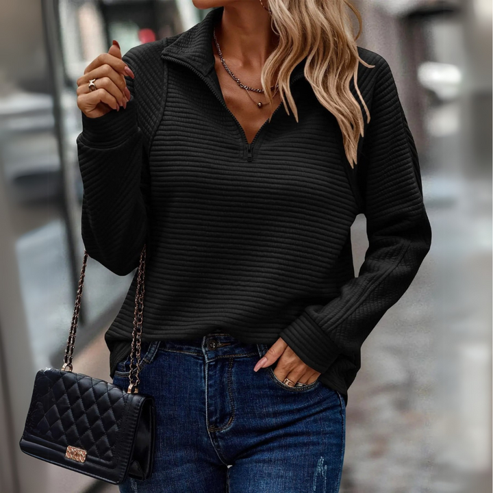 Suzanne | Sweter z półgolfem i ozdobnymi detalami