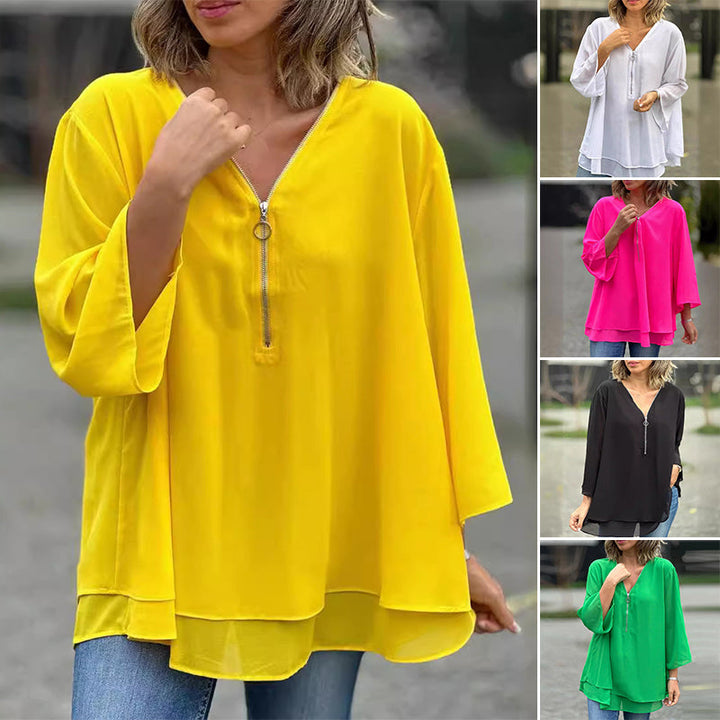 Lauren | Stylowy top z dekoltem w serek i rękawami dzwonowymi