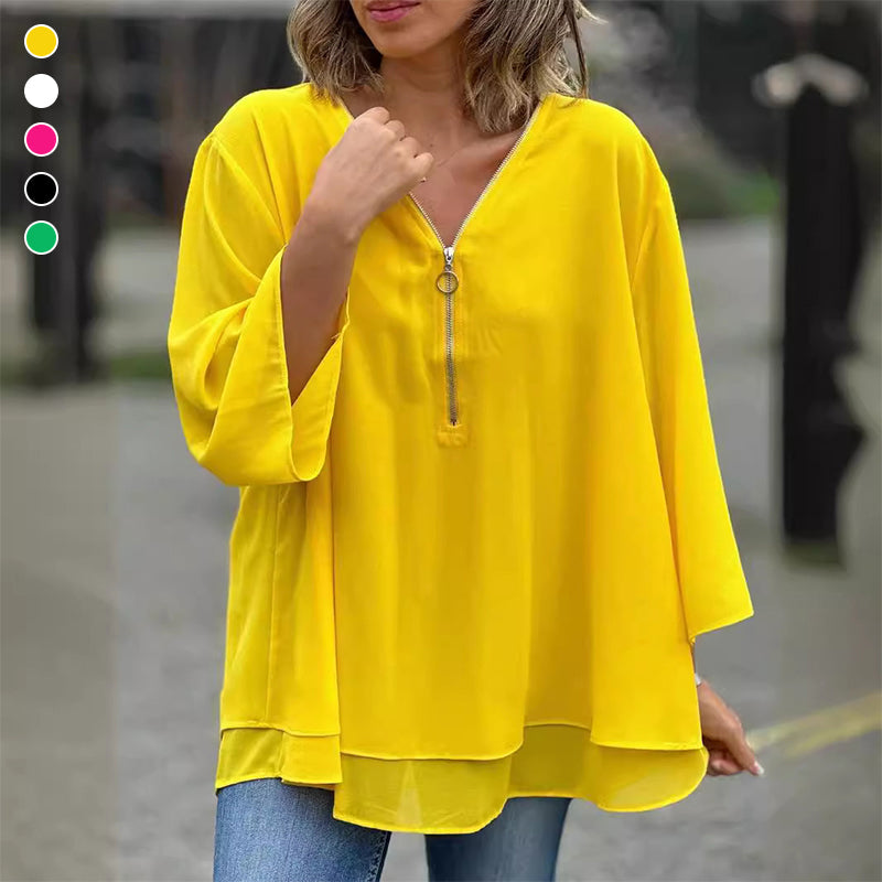 Lauren | Stylowy top z dekoltem w serek i rękawami dzwonowymi