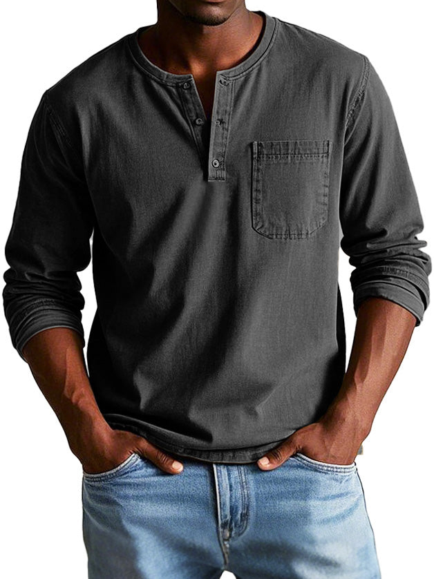 Jake | Codzienna koszulka Henley z kieszonką