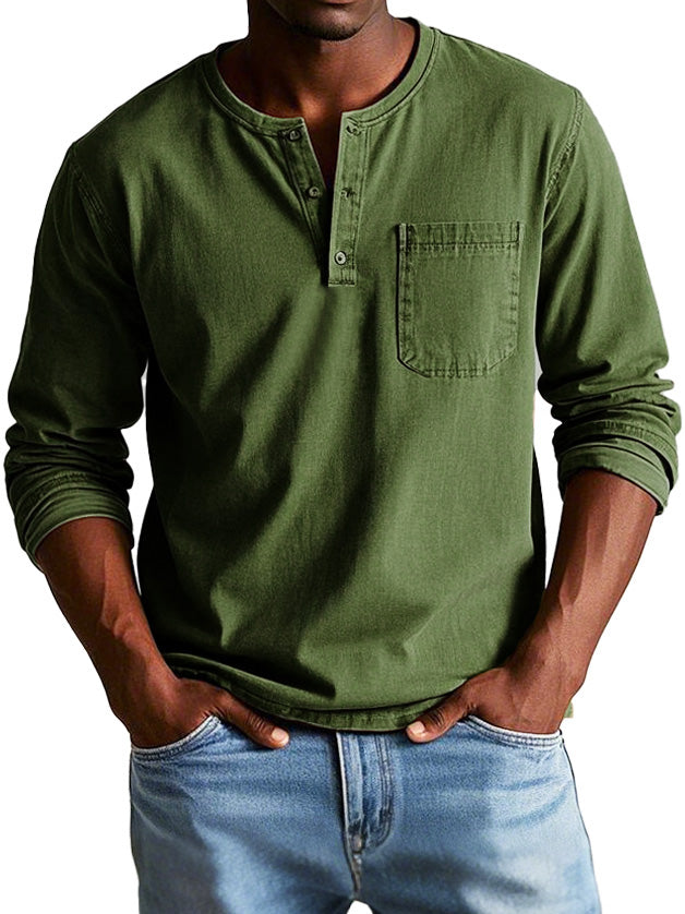 Jake | Codzienna koszulka Henley z kieszonką