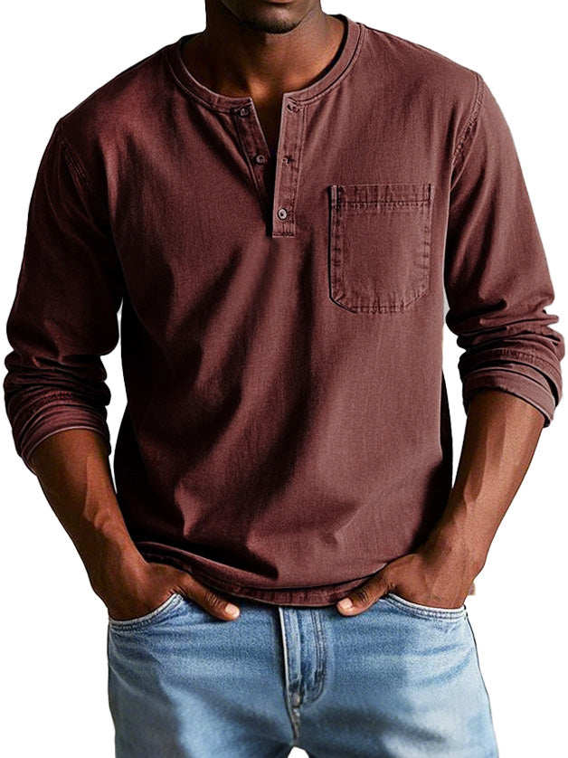 Jake | Codzienna koszulka Henley z kieszonką
