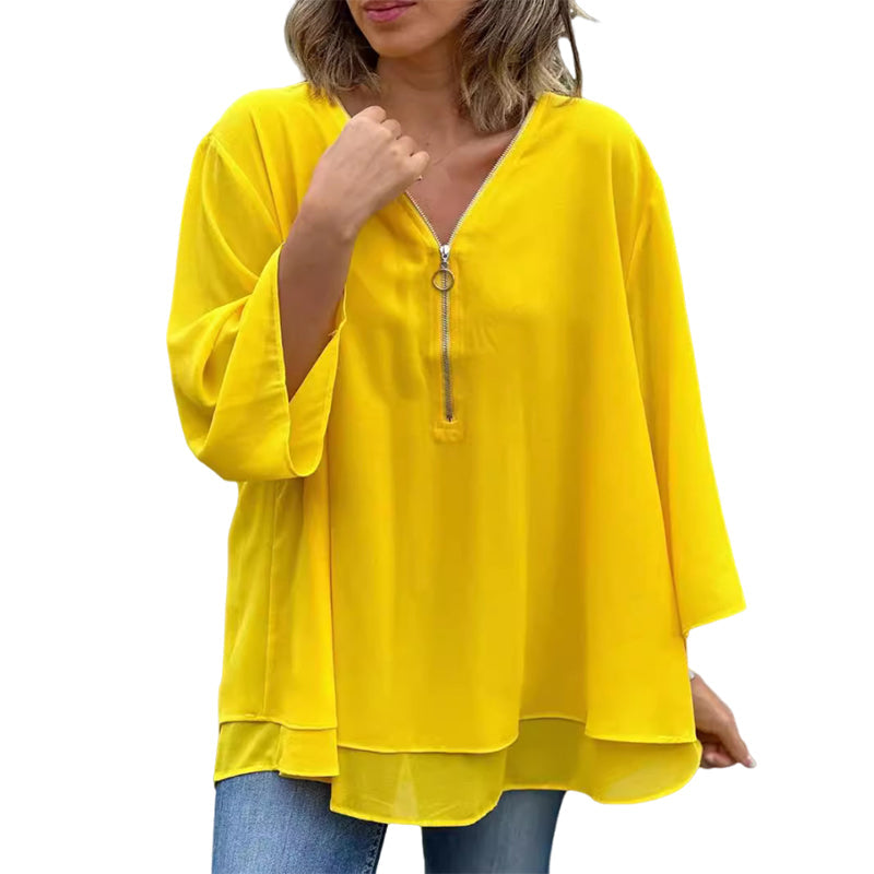 Lauren | Stylowy top z dekoltem w serek i rękawami dzwonowymi