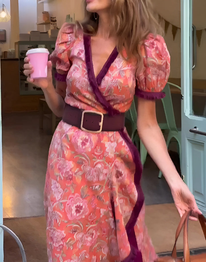 Sarah | Elegancka długa różowa sukienka