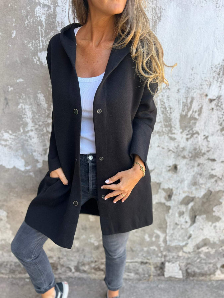 Jacqueline™ | Codzienna bluza z kapturem zapinana na guziki